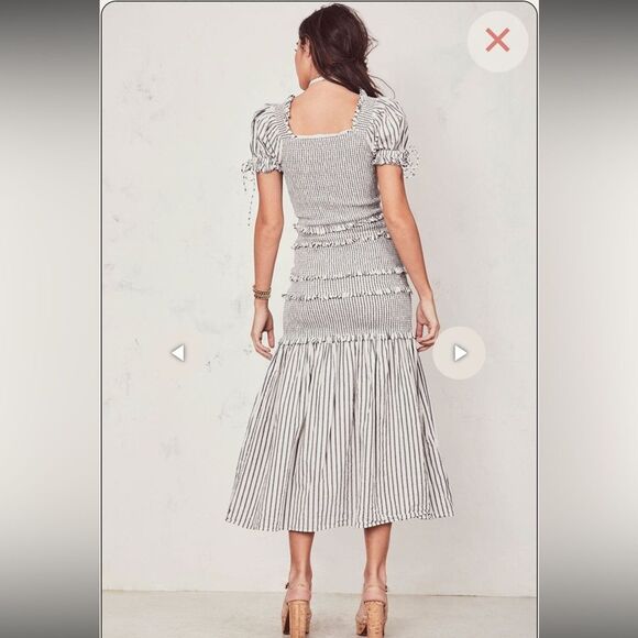 LOVESHACKFANCY THEA DRESS - STRIPE Navy/White Large - Picture 6 of 15